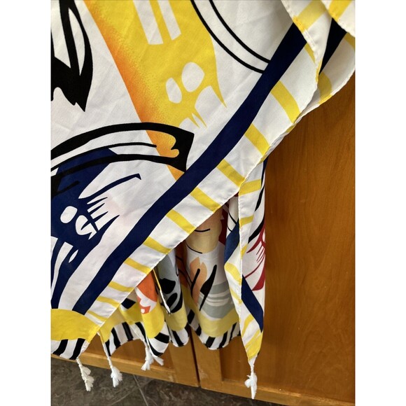 Women Multicolor Poncho Shawl Cardigan Cover Up One Size Tassels Arm Holes - Picture 5 of 7